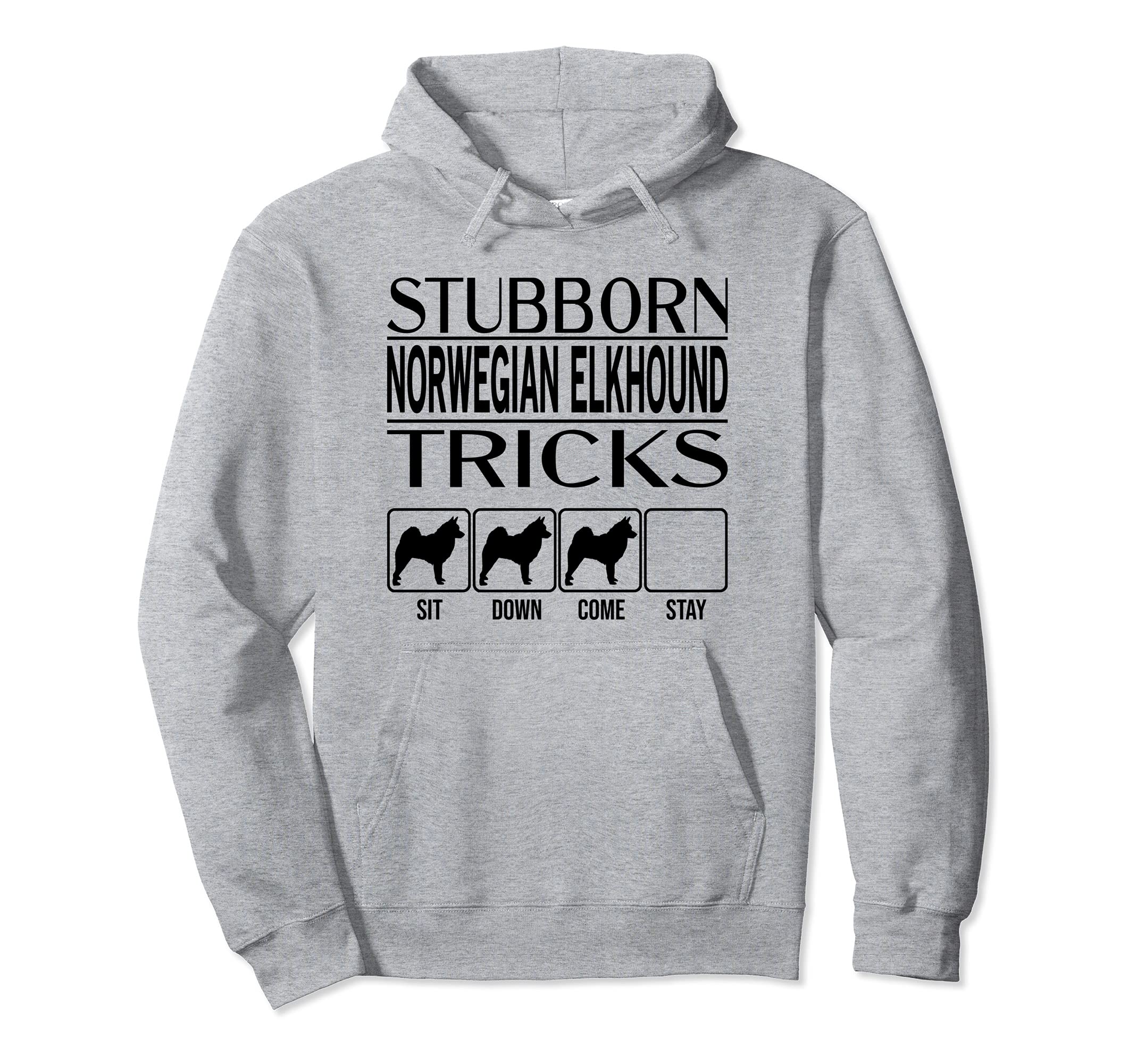 Stubborn Dog Tricks, dog gift idea, Funny Norwegian Elkhound Pullover Hoodie — image 1
