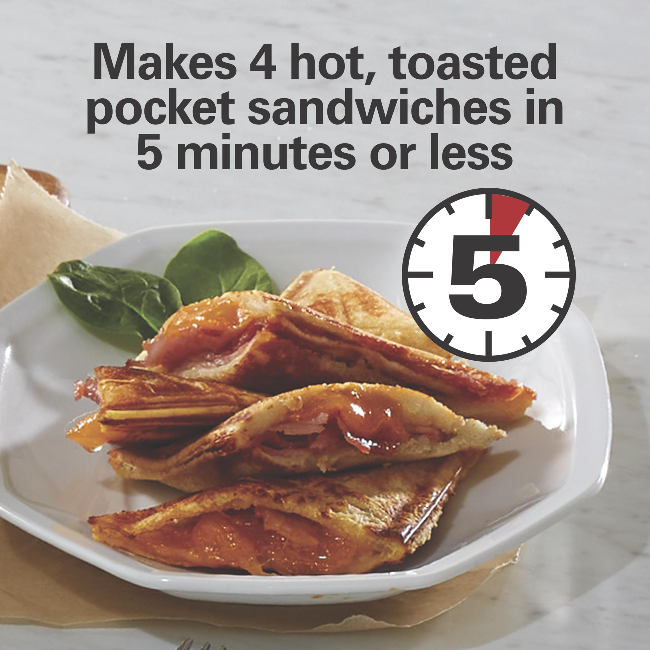 Hamilton Beach Electric Sealed Sandwich Maker Grill with PFAS-Free Nonstick Plates, Makes Stuffed French Toast, Omelets, Compact & Easy to Store, Black (25430G)