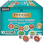 Twinings K-Cup Pods Variety Pack, Includes English Breakfast, Earl Grey, Chai, Green, and Peppermint for Keurig and Single Cup Brewers, 10 Count (Pack of 1), Enjoy Hot or Iced