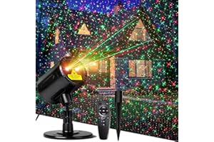 VIVIDEAL Laser Christmas Projector Lights Outdoor Indoor, Red and Green Laser Projector with Remote Control, Waterproof Holiday Laser Projector Decor for House, Garden, Party, Wall.