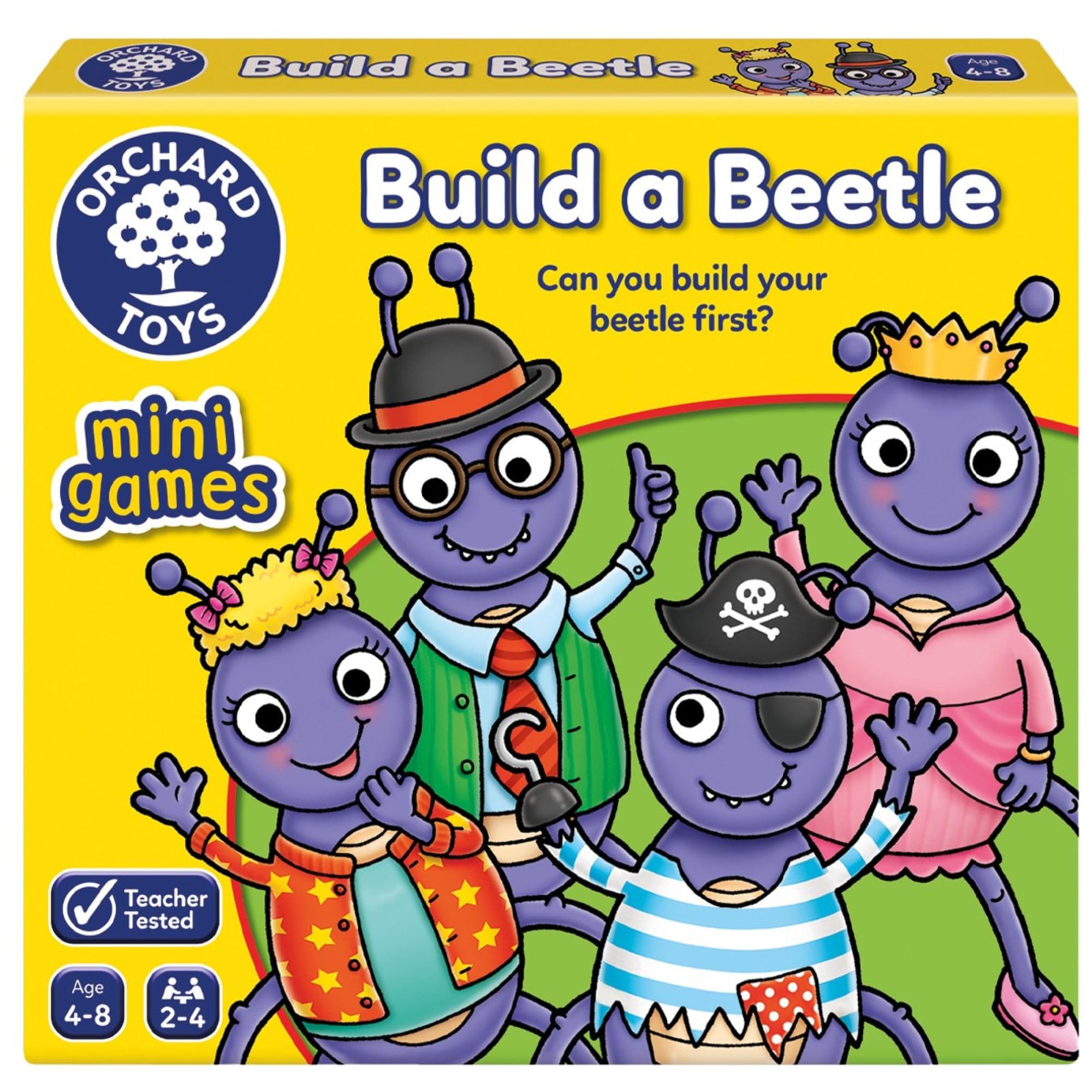Orchard Toys Build A Beetle, Mini Game, A Fun Colour And Matching Game, Perfect for Children Age 4-8, Ideal for Holiday and Travel, Gift, Educational Toy