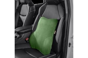 MEIXUNR Soft Lumbar Support Pillow for Office Chair and Car Seat Back Support Pillow for Car Driver's Seat and Truck Driver's seat, Back Cushion for Pain Relief Improve Posture (Suede Cover-Green)