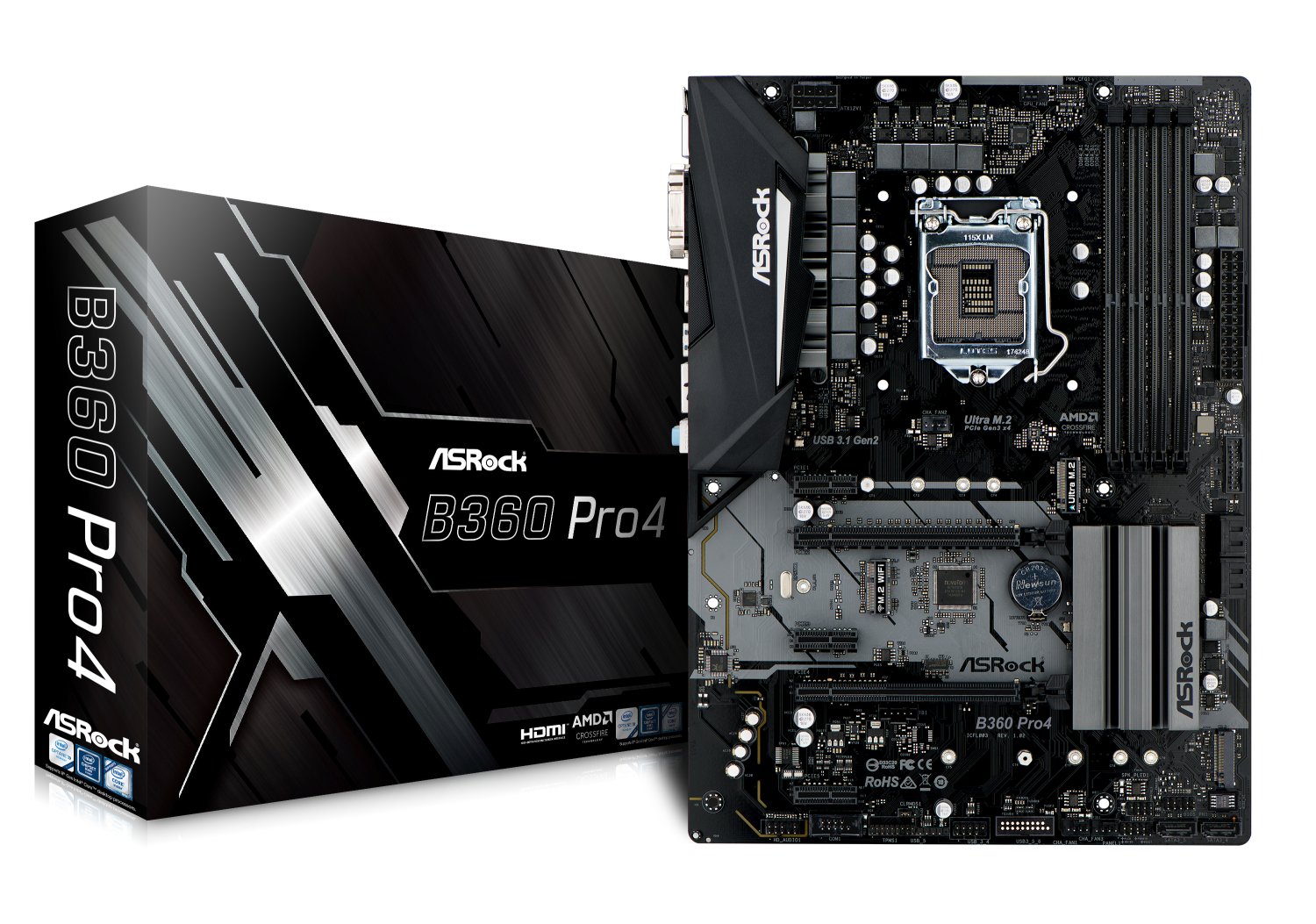 B360 ASRock PRO4 Motherboard CrossFireX/SATA3&USB3.1/M.2/GbE/ATX B360