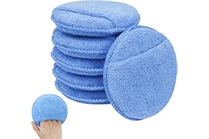 6 PCS Microfiber Wax Applicator Pad with Finger Pocket, 5 Inch Ultra-Soft Car Wax Applicator, Buffing and Detail Polishing Fo