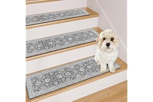 OJIA Extra Non-Slip Stair Treads for Wooden Steps 15PCS, 30"X8" Rubber Indoor Stair Runner Slip Resistant Stair Rugs Safety Mats for Dogs, Kids & Elders, Stairway Grip Step Treads, Gray
