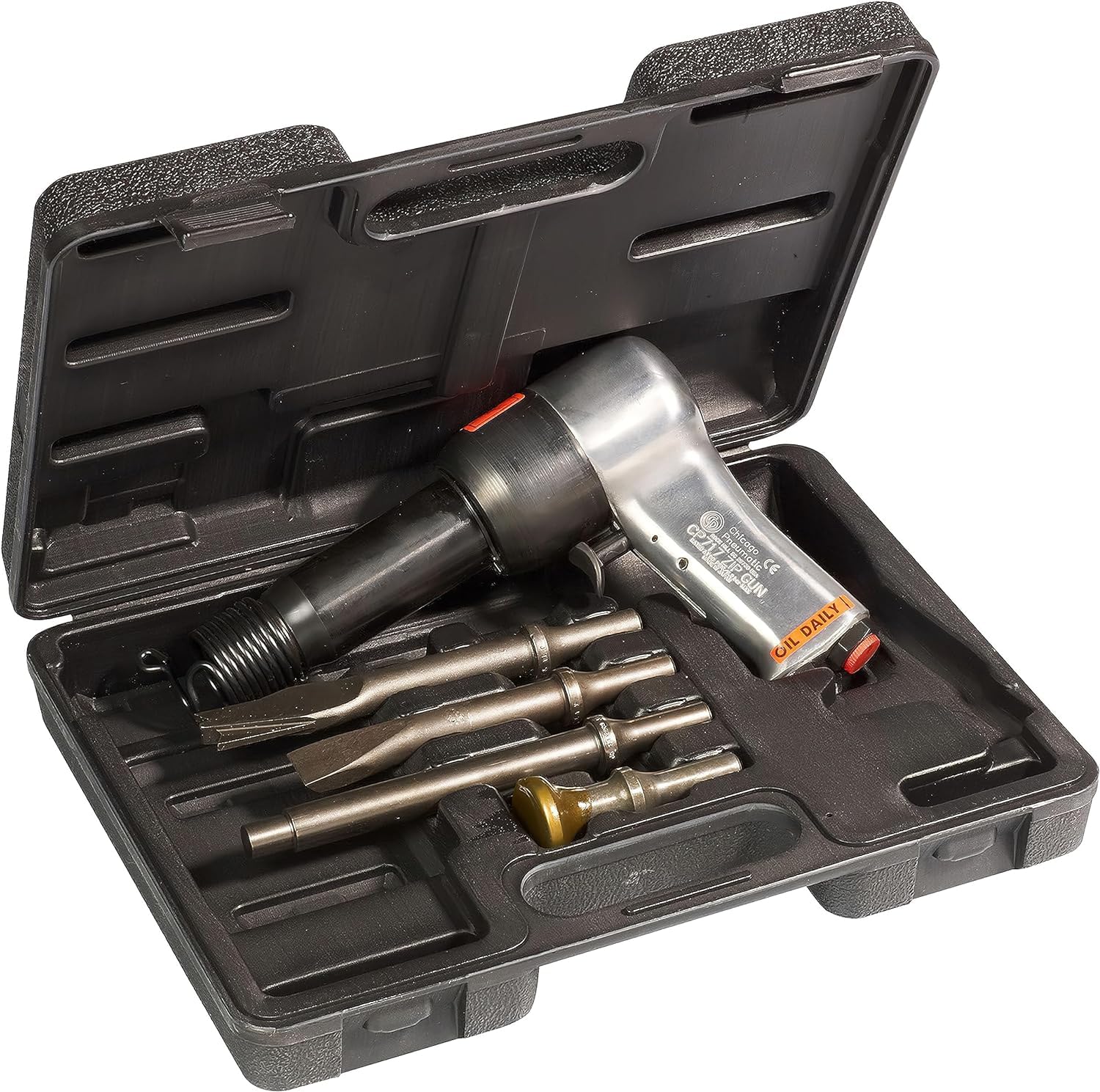 Chicago Pneumatic CP717K - Kit for CP717 Air Hammer, Welding Equipment Tool, Construction, Heavy Duty Case, CP717 Air Hammer, 4-piece 0.498 Chisel Set, Spring Style Retainer