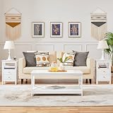 Yaheetech Bedside Tables Set of 2 White Nightstand with 2 Drawers 60cm view 3