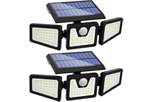 INCX Solar Outdoor Lights with Motion Sensor, 3 Heads Security Lights Solar Powered, 156 LED Flood Light Spotlight IP65 Waterproof 2 Pack