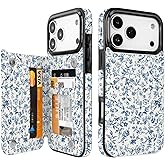 Obbii Compatible with iPhone 17 Pro Max Case Wallet with Card Holder, Flip PU Leather Built-in Card Slots, Kickstand and Shockproof Case for iPhone 17 Pro Max 6.9 inch Women Girls (Blue Floral)