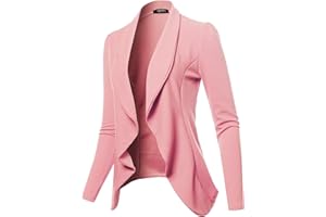 SSOULM Women's Long Sleeve Classic Draped Open Front Lightweight Blazer with Plus Size