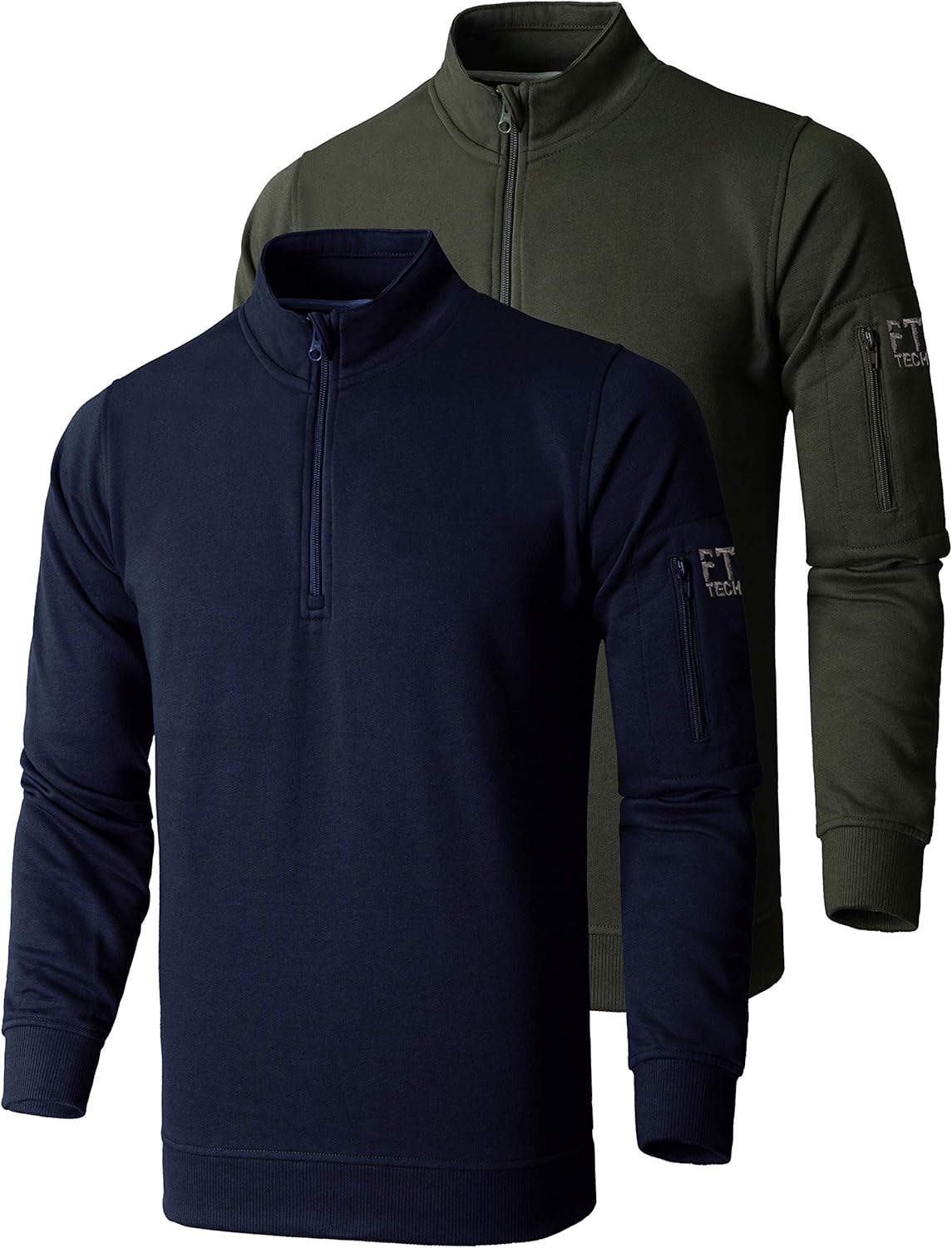 FULL TIME SPORTS® Men's 1/4 Zip Fleece Mock Neck Top ( Navy & Army