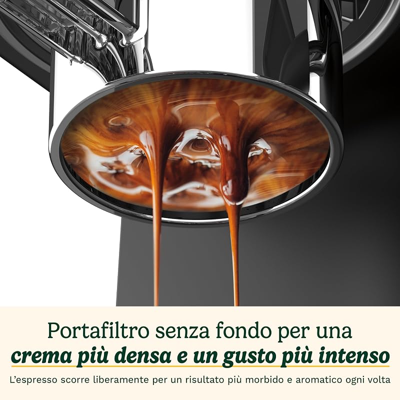 ® Macchina da Caffè Slim | Espresso, Americano, Cold Brew | Montalatte integrato | 15 Bar | Portafiltro senza fondo | Compatta | Tazze da viaggio | Serbatoio 1,5L