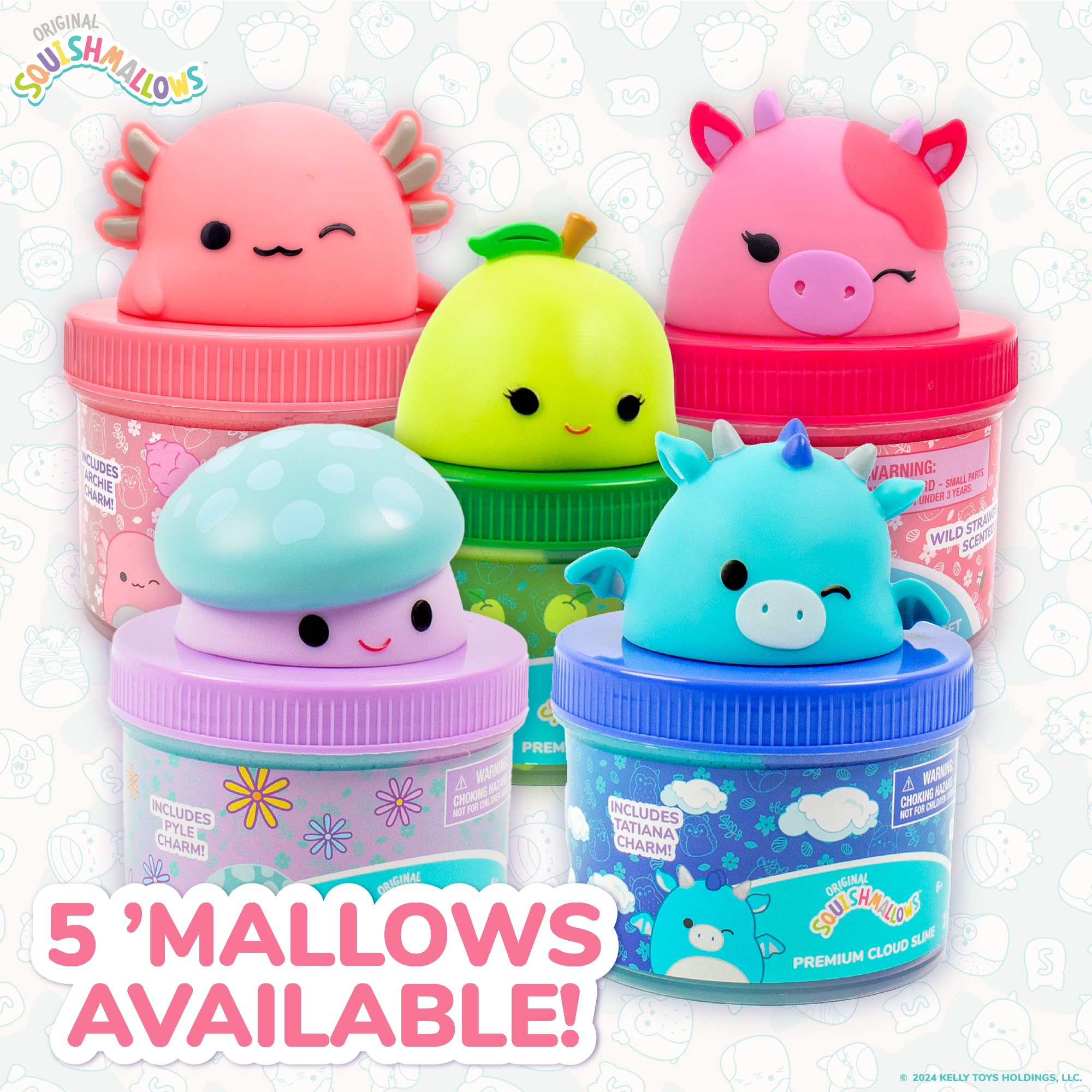 Original Squishmallows Premium Cloud Slime, 3-Pack, 9 Add Ins, 8 oz. Fluffy Slimes, for Kids, Bulk, Great 6 Year Old Toys & Party Favors, Super Soft Sludge Toy