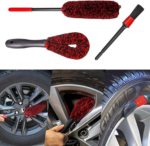 bzczh Car Wheel Woolie Brushes Kit 1x Large Woolies Wheel Brush 1x