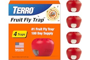 TERRO Fruit Fly Traps for Indoors (4 Pack) + 180 Days of Lure Supply