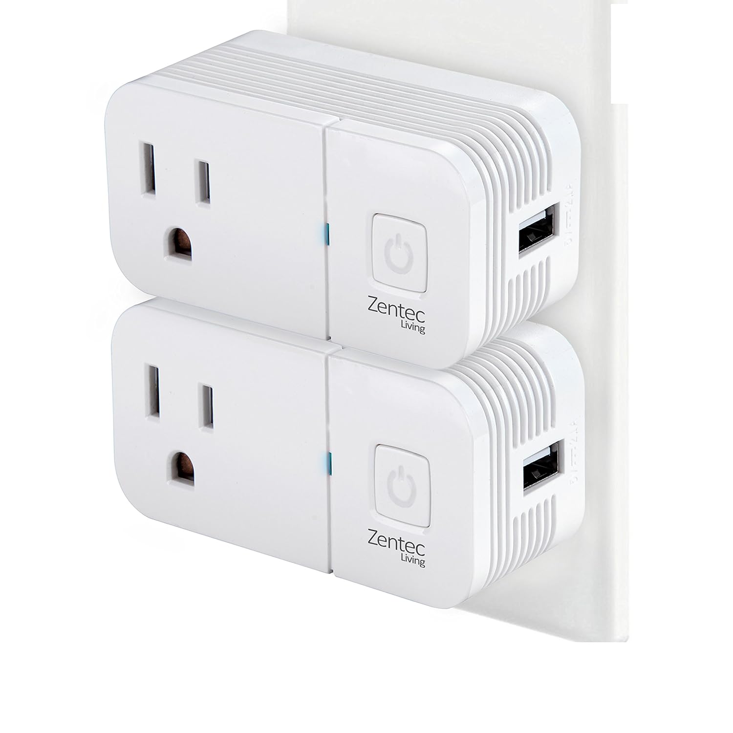 Zentec Living 2 Pack Wifi Smart Plug Socket Outlet With USB Port