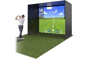 GoSports Golf Simulator Enclosure Nets - Choose 10 x 8 ft, 12 x 9 ft, or 14 x 8 ft - Complete Set with Frame and HD Impact Screen Kit