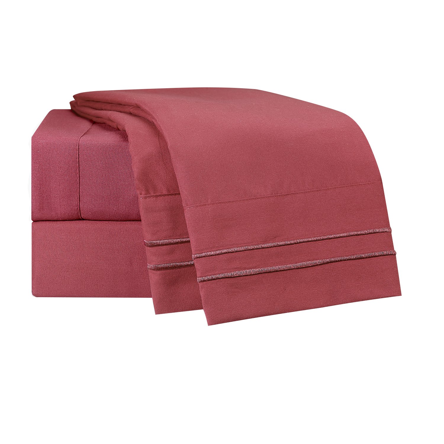 Clara Clark® Supreme 1500 4 piece Bed Sheet Set Twin (Single) Size Burgundy