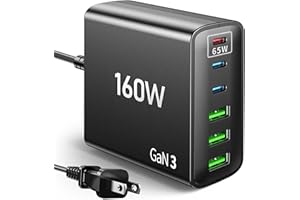 KNILD USB C Fast Charger Block: 160W GaN Charger 6 Port PD Charging Station Hub Brick for All iPad iPhone 16 Pro Max - Wall Charger Power Adapter for Samsung Galaxy Note - Laptop Charger for MacBook Air Pro