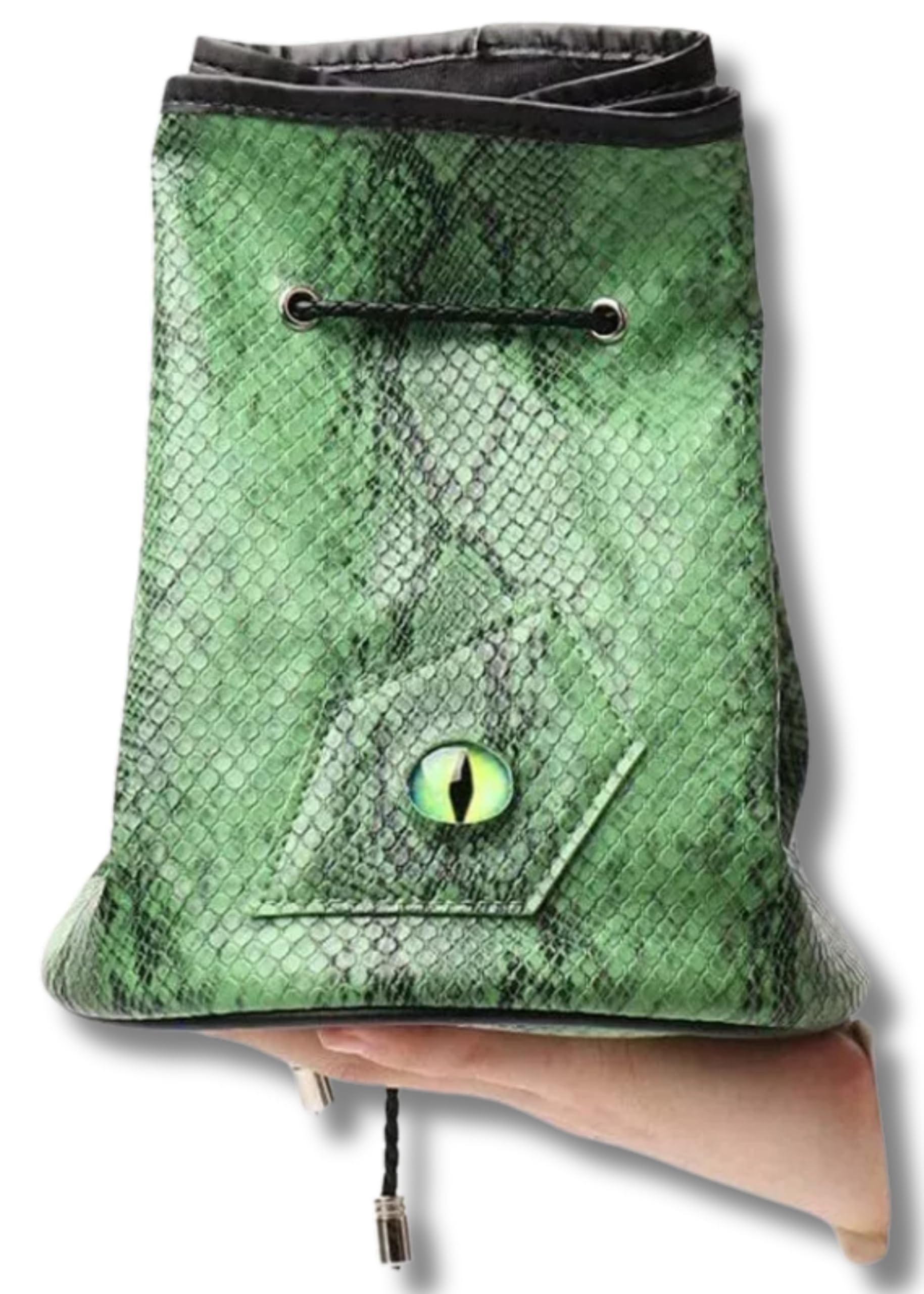 Grinning Gargoyle - 500 Polyhedral DND Dice Bag with 7 Inner Pockets and Drawstring Closure – Amazing Dragon Hide TTRPG Accessory – Ideal Dice Pouch Pouch for Tabletop Role-Playing Game (Green)