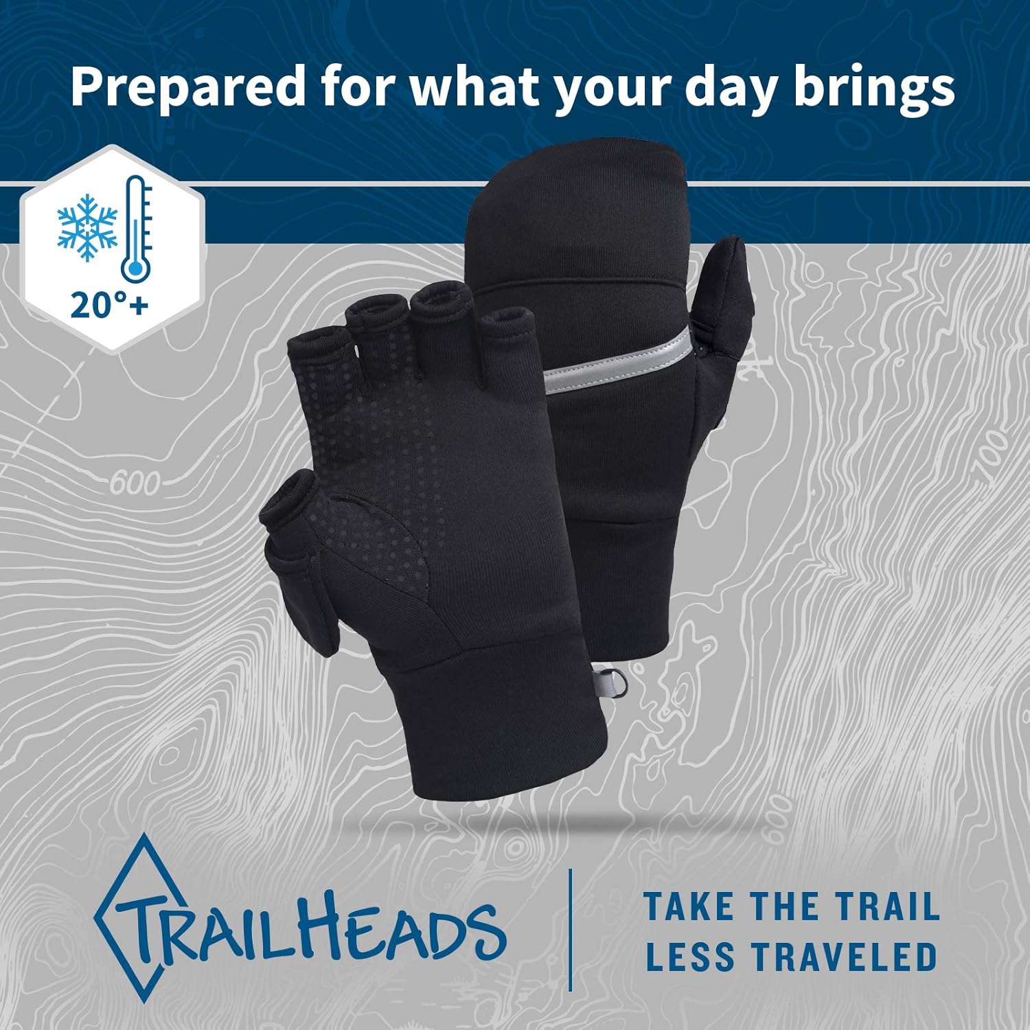 TrailHeads Men's Power Stretch Convertible Mittens | Fingerless Gloves at  Men’s Clothing store