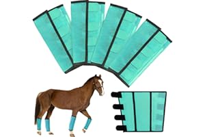KUEIOX Mesh Horse Fly Boots Set of 4，Adjustable and Universal Loose Fitting & Non-Slip Horse Fly Leggings for Horses,Reduce Stressful Stomping (Green)