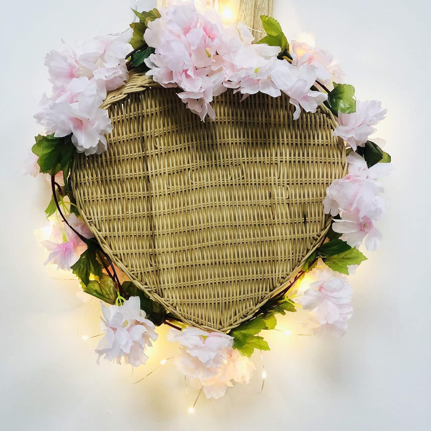 Amazon Com Simulation Cherry Blossoms String Lights Hanging Hydrangea Vines Plant Garland Silk Artificial Flower Light Battery Powered For Home Garden Wedding Party Decor Pink 2m 20 Led Home Improvement