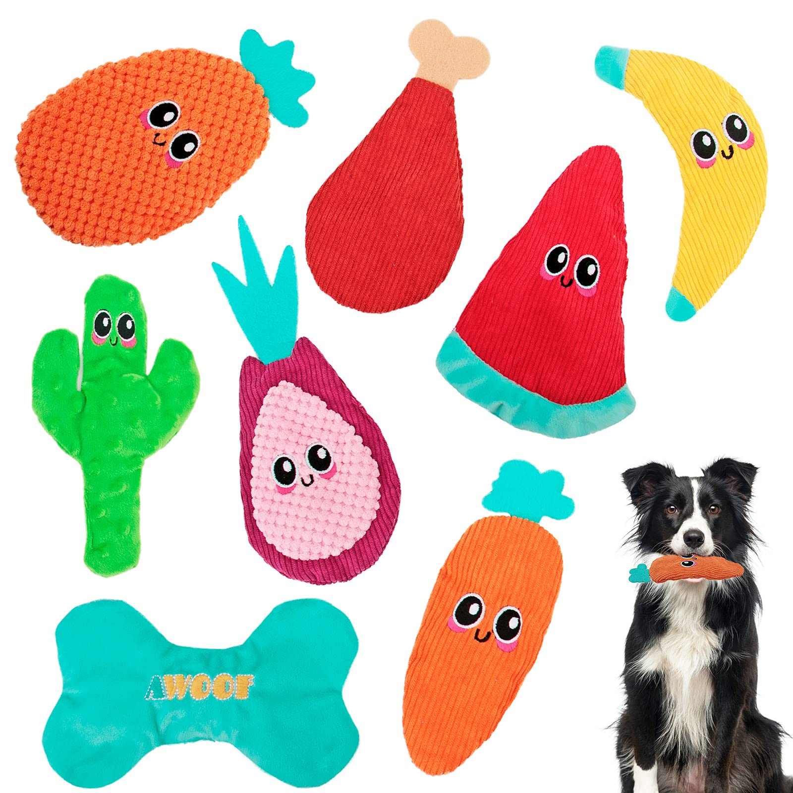 Photo 1 of AWOOF Dog Toys No Stuffing, Crinkle Dog Toys for Aggressive Chewer Large Breed 8 Packs Flat Stuffless Puppy Doggie Toys Tough Durable Interactive Teething Dog Chew Toys for Small Medium Large Dogs