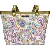 Anuschka Zip Top City Tote - Wanderlust Collection - Nylon Fabric with Genuine Leather Trim and Artwork Print