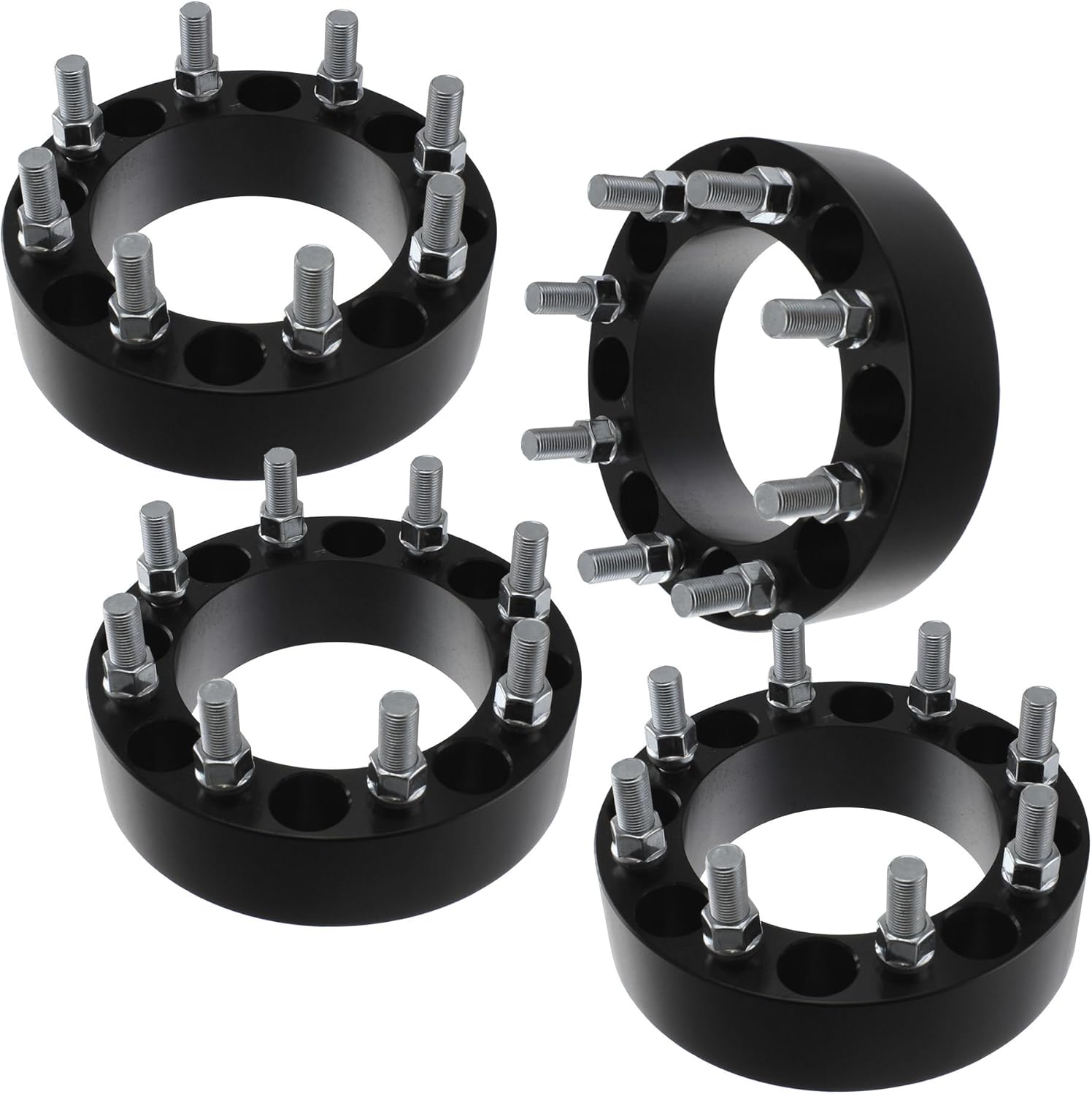 (4)2" (50mm) 8x210 Black Wheel Spacers Fits Chevy Silverado