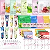 48 Pcs Spa Party Supplies,Spa Party Favors, Facial Masks,Under Eye Patches,Hand Cream, Lip mask,Headband and Organza Bags, Home Spa Kit Sleepover Party Favors,Gifts for Women Spa Day Set