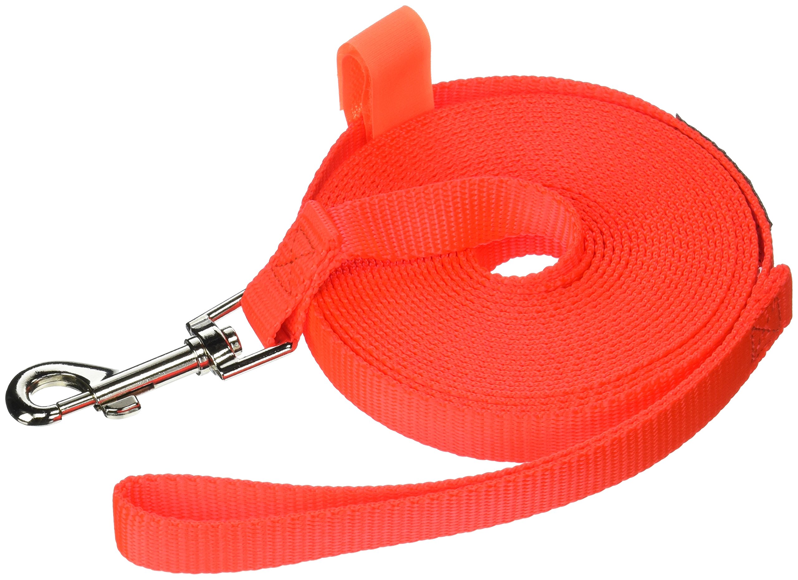 Leashboss Long Trainer 20 Foot 3/4 Inch Lead Nylon Dog Training Leash  with Storage Strap K9 Recall (20 Ft, 3/4 in, Orange)