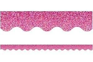 TEACHER CREATED RESOURCES Pink Sparkle Scalloped Border Trim