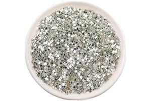SOURCINGBAY Star Glitter Confetti for Nail Art,Slime Supplies, Resin Craft, Home Decoration DIY Cards - 3mm 0.35oz (Silver on Sliver)