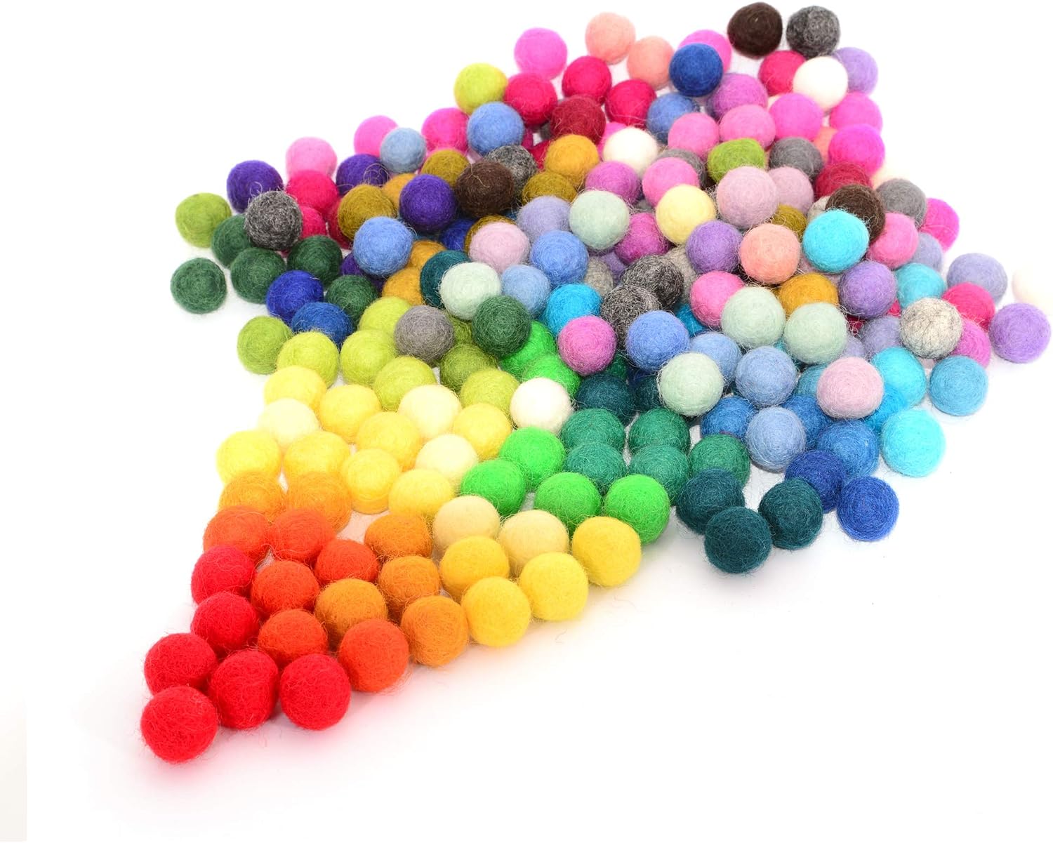 Glaciart One 240pc Felt Pom Poms, 2cm, 40 Colors, Wool, Multicolor, 240pcs