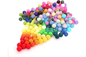 Glaciart One Felt Pom Poms, Wool Balls (240 Pieces) 1.5 cm – 0.6 Inch, Handmade Felted 40 Color (Red, Pink, Blue, Orange, Yellow, Gray, Black, Pastel and More) Bulk Small Puff for Felting and Garland