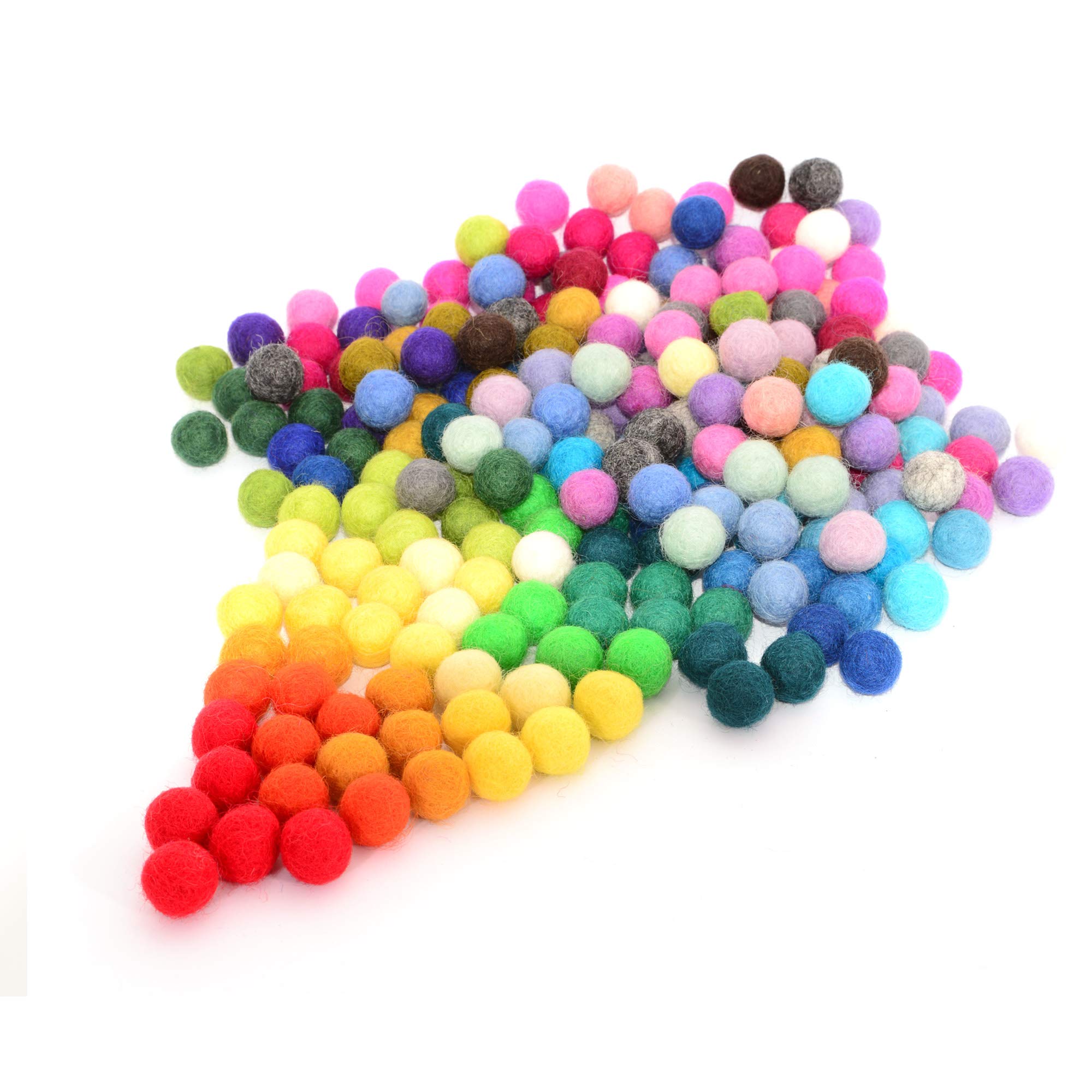 Glaciart One 240pc Felt Pom Poms, 2cm, 40 Colors, Wool