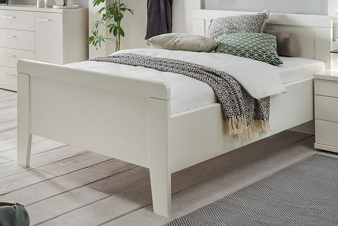 Seniorenbett 100x200cm weiss dekor - Komfortbett höhenverstellbar - (3115)