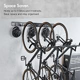 VonHaus Bike Wall Mounts 3-Bike Vertical Rack with 3 Hooks & 3 J Hooks view 2
