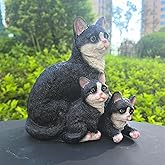 Ahbuohe Mama Cat and Kitten Garden Statue,Outdoor Lawn Decorative Figurine Black Cat Statue for Patio Yard,Funny Animal Flower Bed Decor Art Sculpture