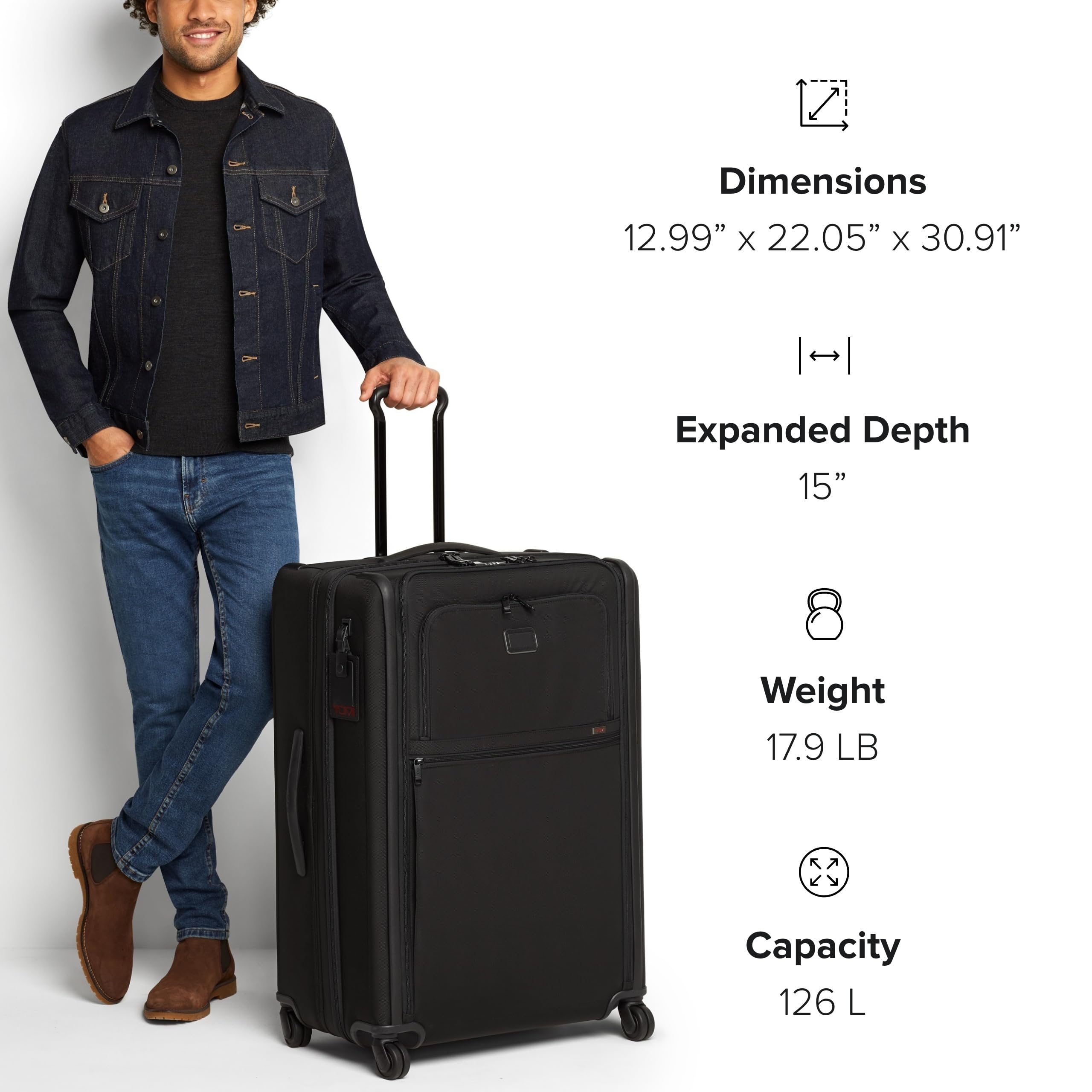 TUMI Extended Trip Expandable 4-Wheeled Packing Case - Rolling Suitcase with Removable Garment Sleeve - Secure Luggage - Black