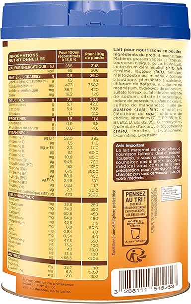 Lemiel Lait 1er Age En Poudre De 0 A 6 Mois 800g Fabrique En France Sans Huile De Palme Amazon Fr Epicerie