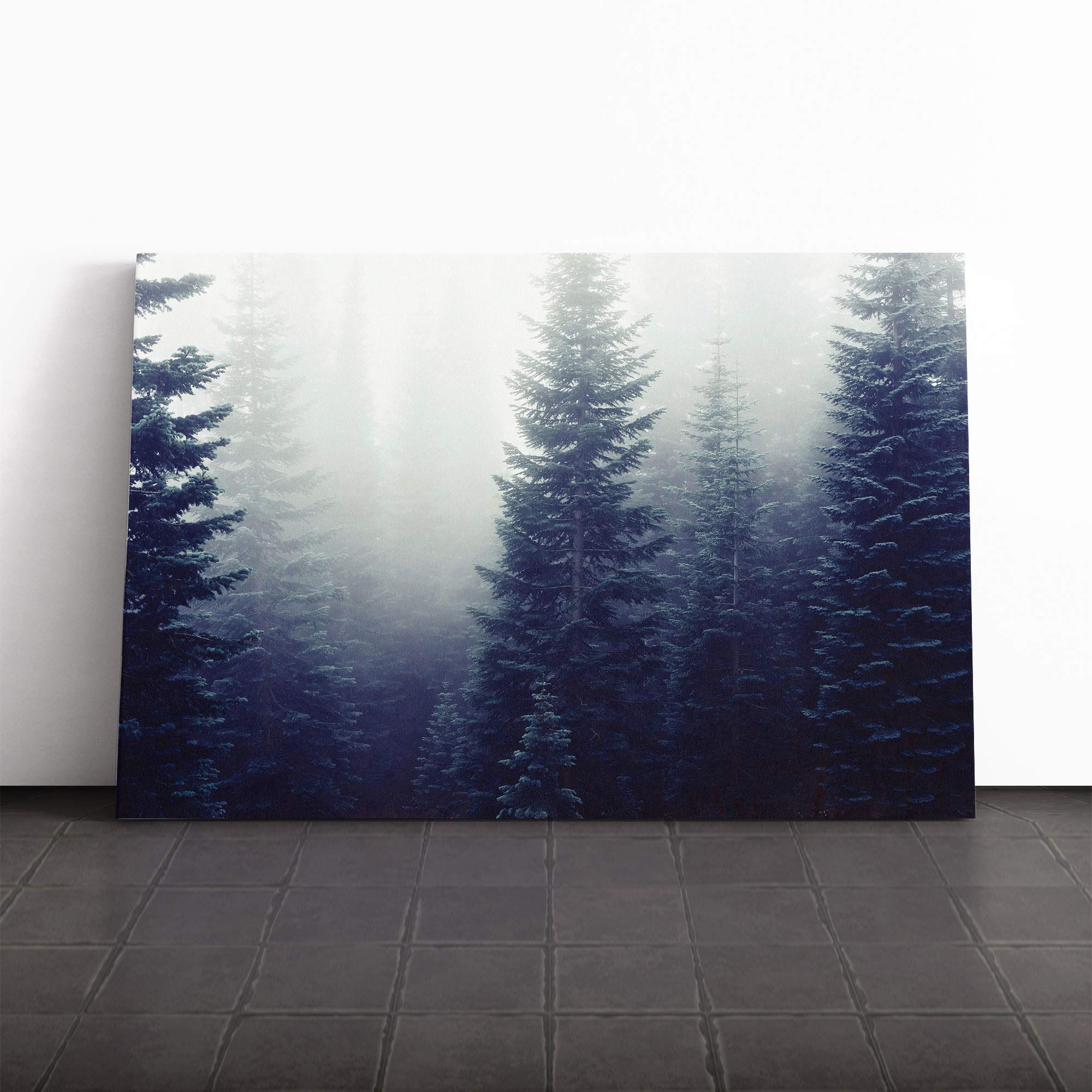 Landscape Fir Tree Forest Canvas Print | Gallery Wrapped 30mm Frame Wall Art | 20x14 inches | Ready to Hang | Modern Landscape Picture | Living Room Bedroom Lounge Office