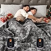 WOOMER Heated Blanket King Size, Dual Control, Electric Blanket 90"x 100", Double-Sided Faux Fur&Sherpa, Overheat Protection, 10 Heating Levels & 12H Auto Off, CPF, Home Office