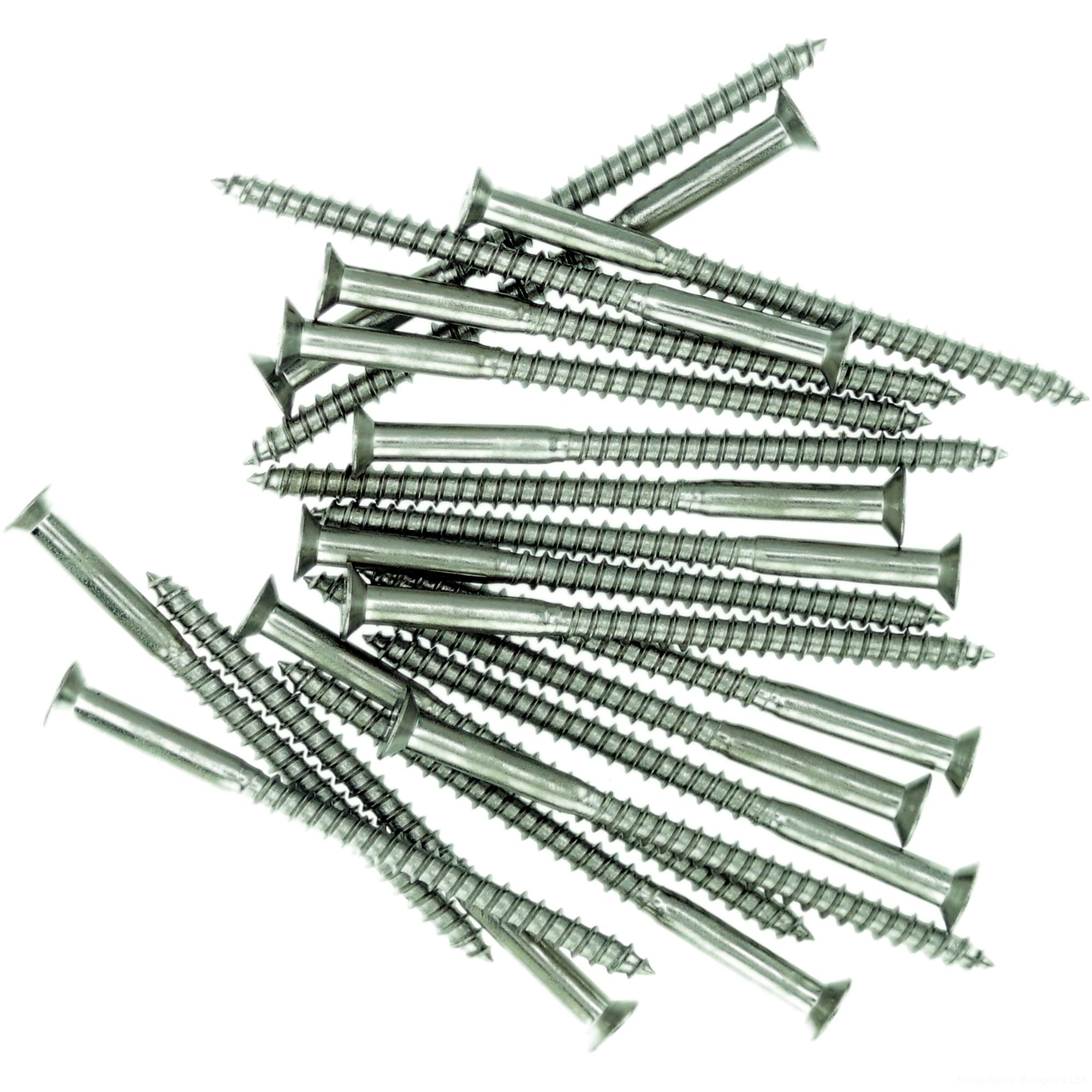 No.10 x 0.98 (5.0mm x 25mm) Pozi Countersunk Wood Screw - Stainless Steel (A2) (Pack of 20)