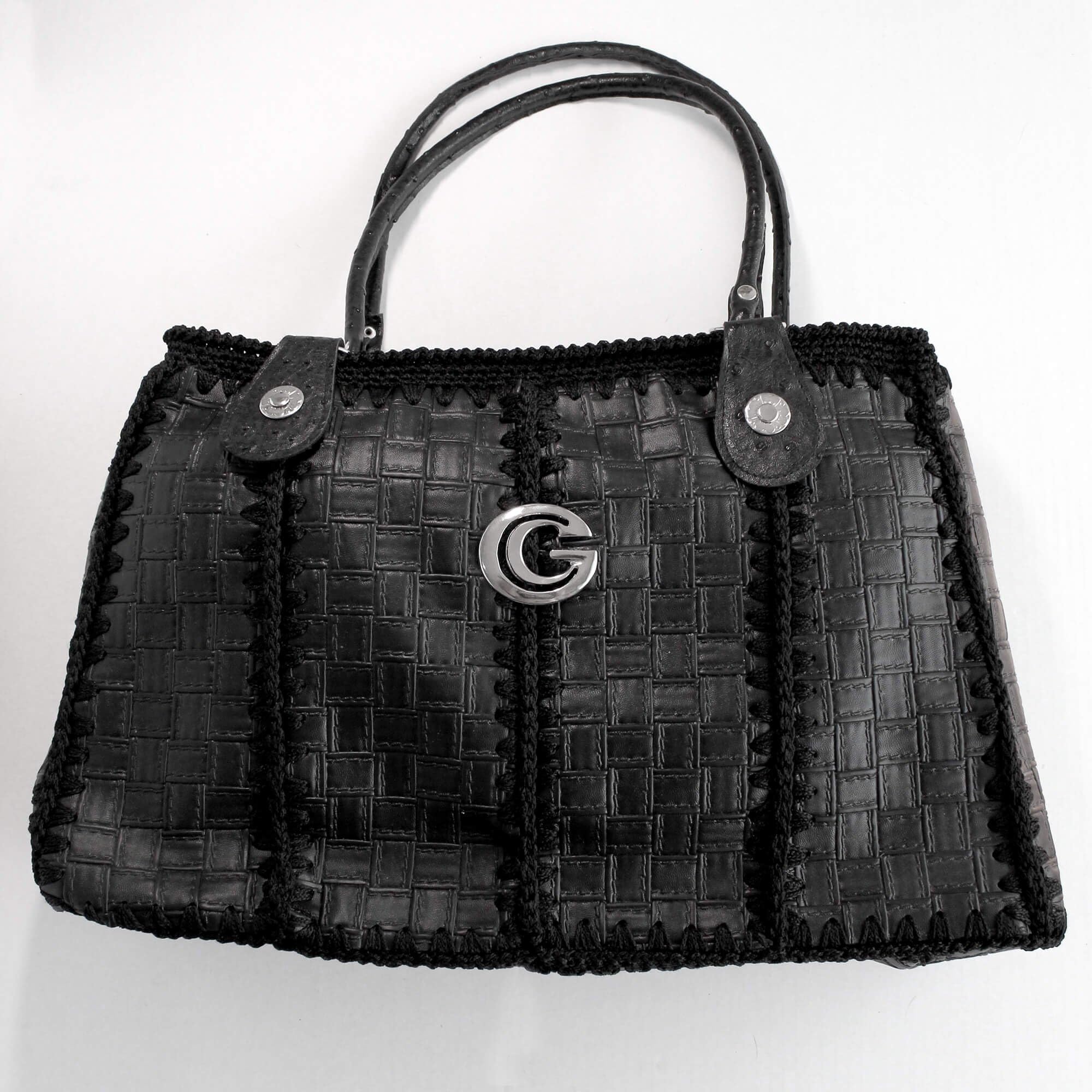 Black leather (PU textile imitation) big bag