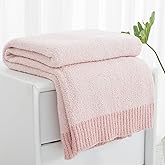 Carriediosa Heather Throw Blanket 50" X 60", 400GSM Ultra Soft Microfiber Fuzzy Fluffy Reversible Knitted Blankets Cozy Plush Lightweight and Warm Fall Throws for Couch, Bed, Sofa, Dusty Pink