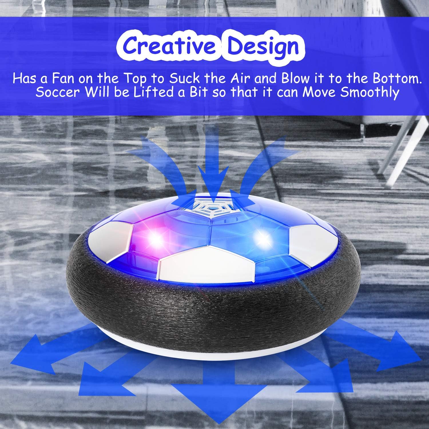 EXTSUD Hover Soccer Ball, Air Power Floating Football Soccer Disk with