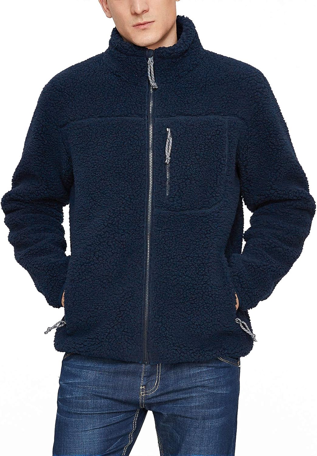 LAPASA Men's Antistatic Fleece Lined Sherpa Jacket Stand Collar Plush