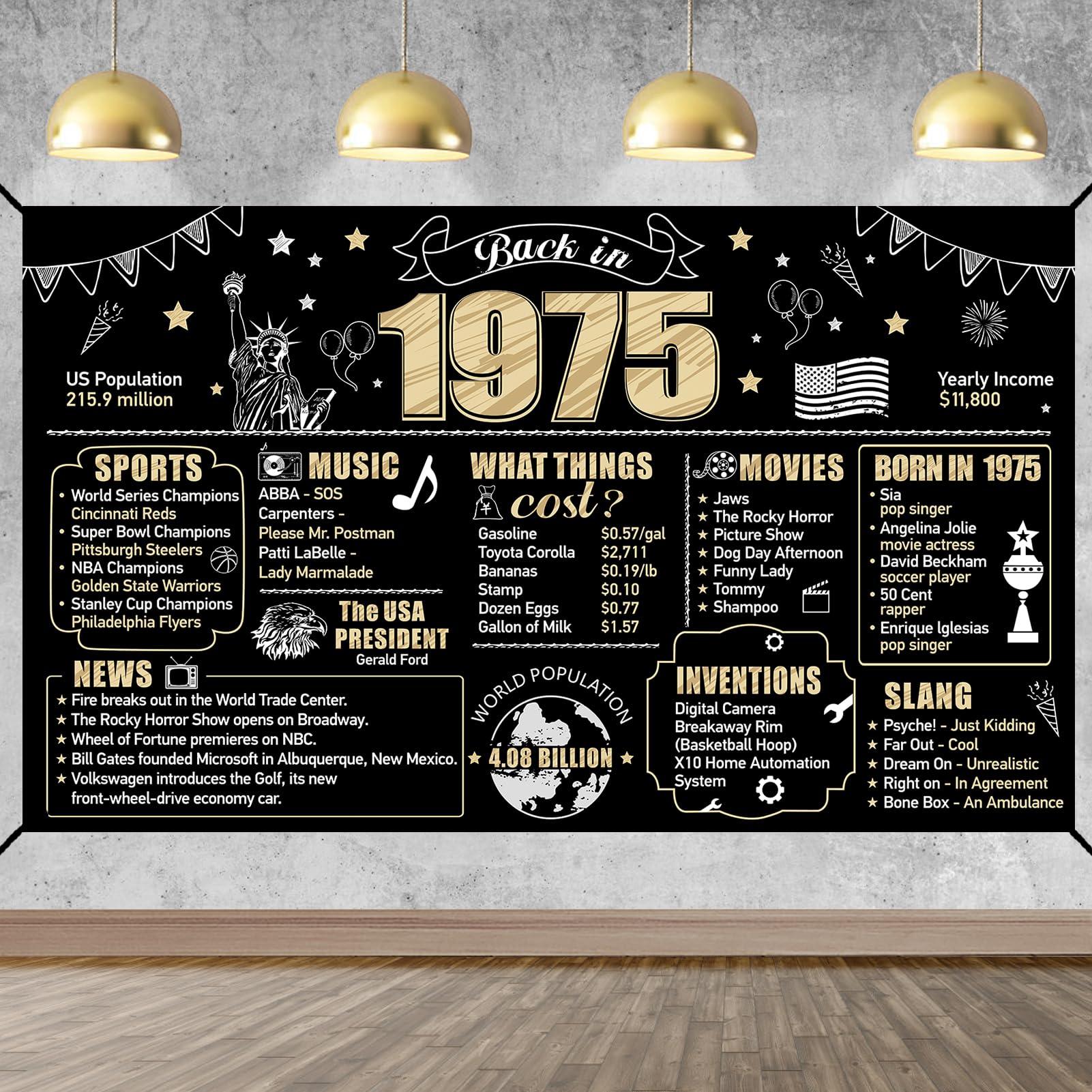 Large 50th Birthday Banner Backdrop Decorations for